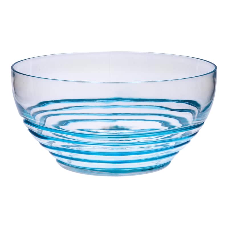 10" Clear and Blue Swirl Acrylic Round Salad Bowl - 10