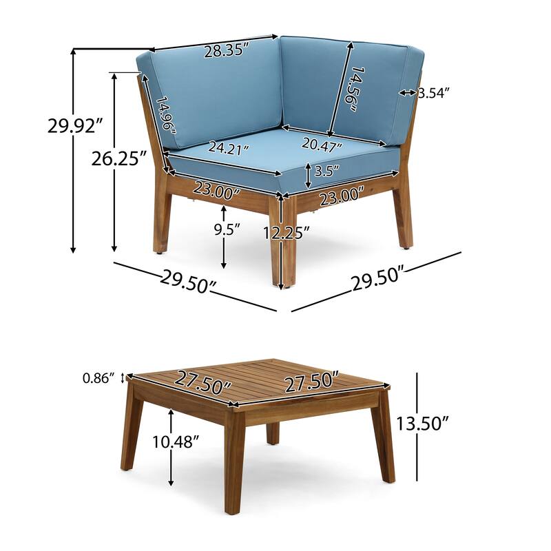 Christopher Knight Home - Xanthe Acacia Wood Patio 10 Piece Sectional Sofa Set with Water Resistant Cushion