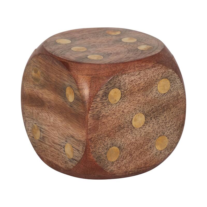 Sagebrook Home Wood, Dice, Antique Brown, Square, Solid Color