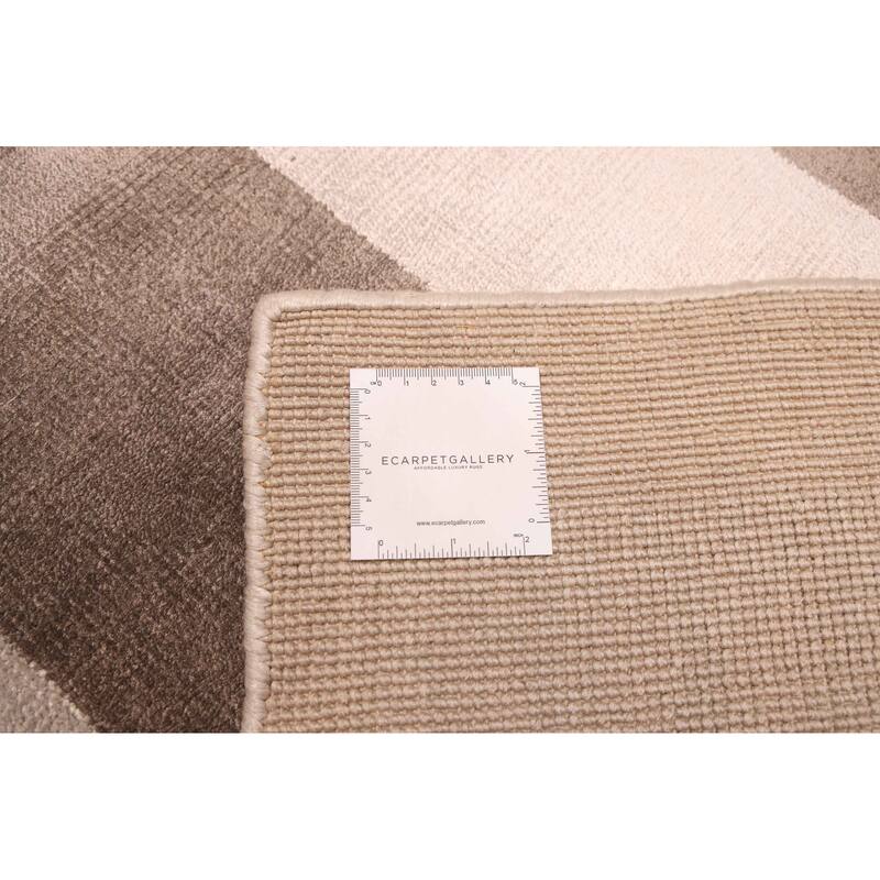 ECARPETGALLERY Hand Loomed Loreto Ivory Viscose Rug - 5'4 x 7'7