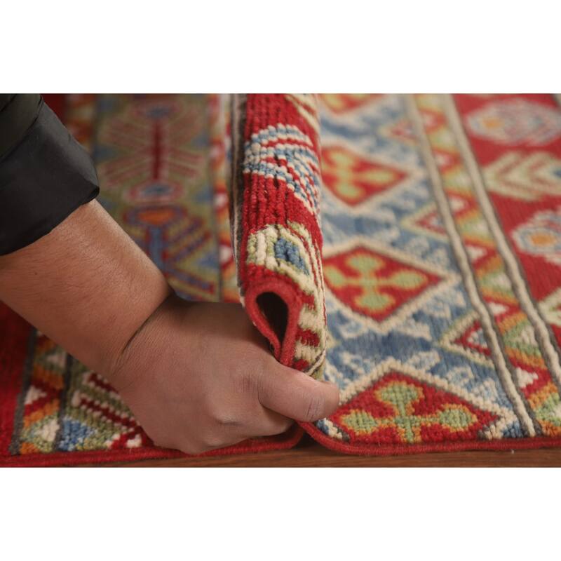 Hand Knotted Oriental 100% Wool Carpet Traditional All-Over Multi-Colored Kazak Runner Rug - 16' 0'' X 2' 7''