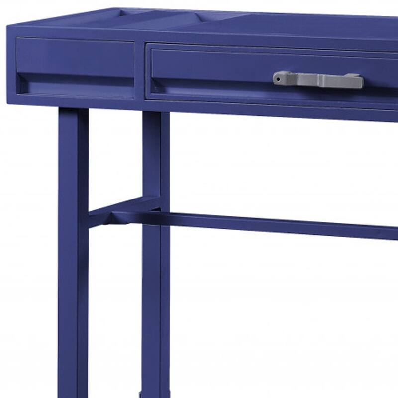 HomeRoots 47" Blue Iron And Wood Vanity Table