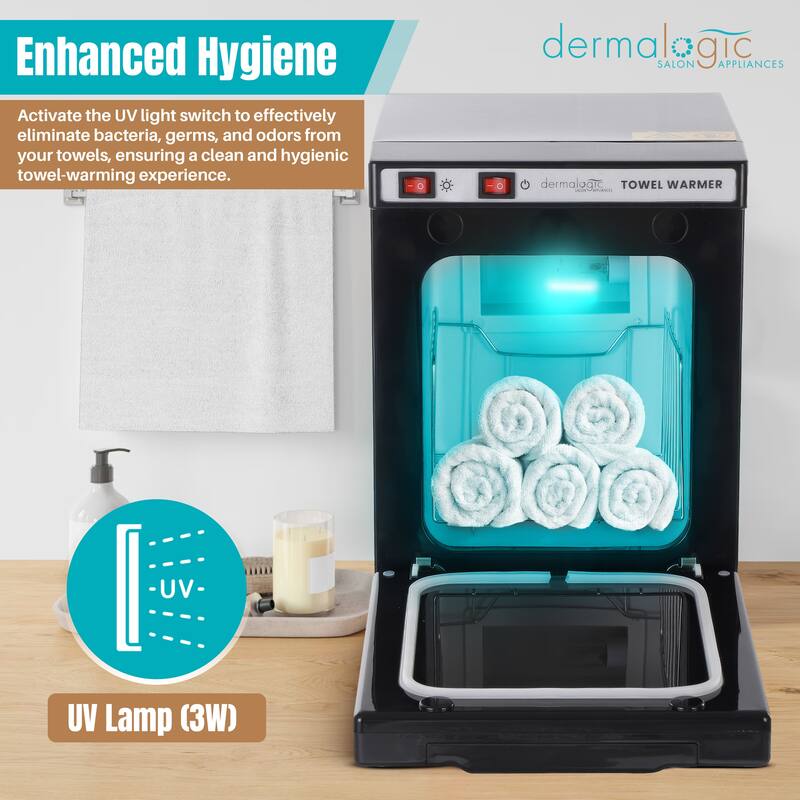 2in1 Towel Warmer UV Sterilizer (5L) for Salon Spa Beauty Massage and Home Use, Black