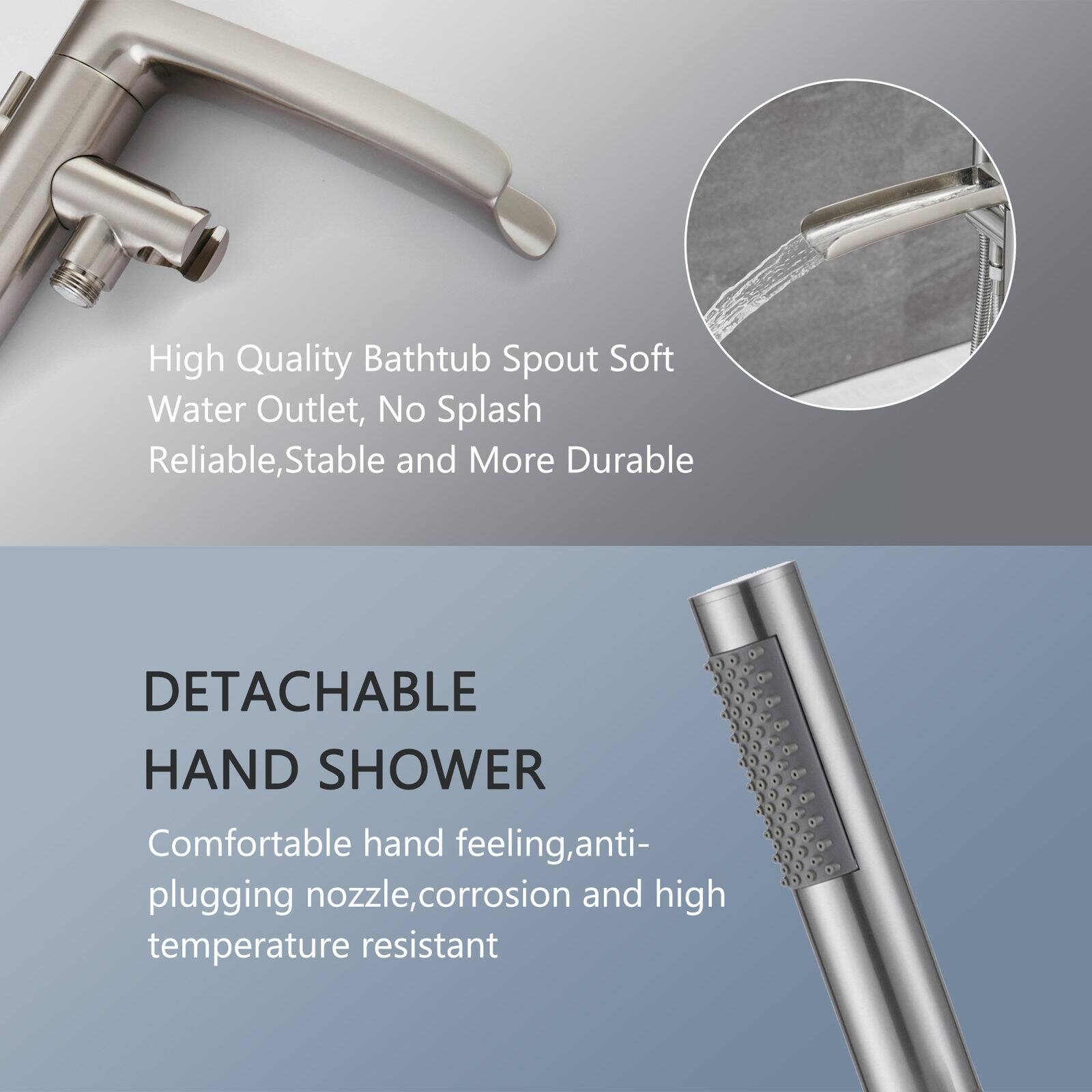 Single Handle Floor Mounted Freestanding Waterfall Tub Filler with