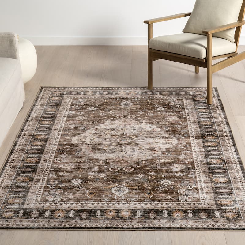 Nuloom Delisa Vintage Stain-Resistant Machine Washable Area Rug