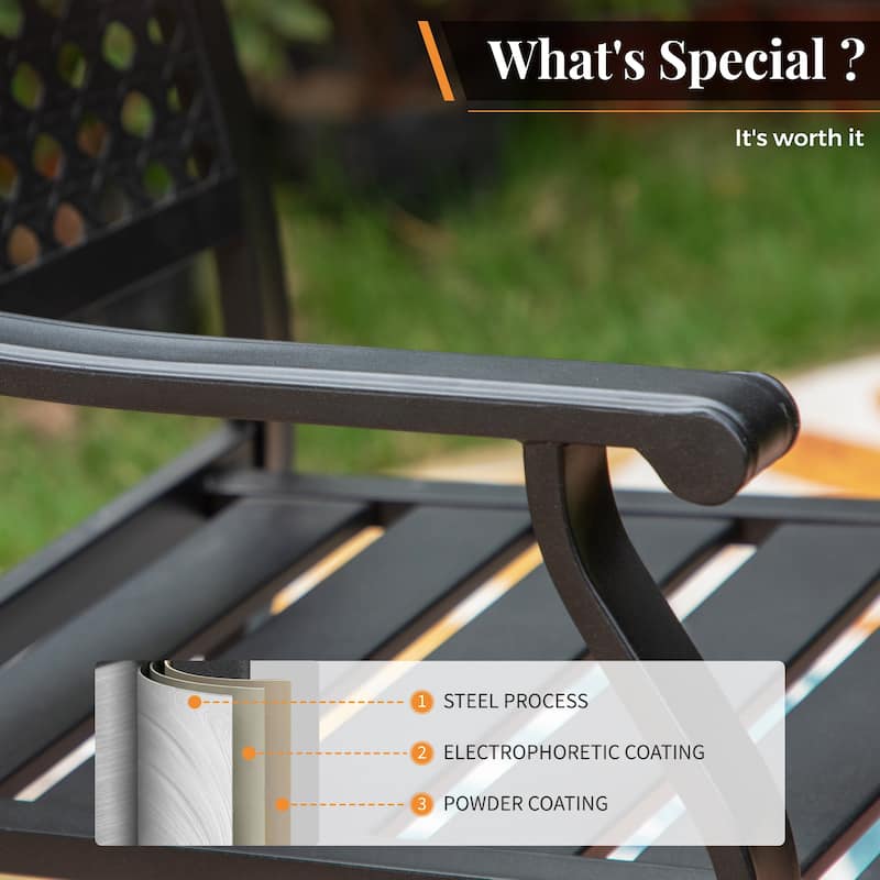 8-Piece Metal E-coating Patio Dining Set with Patio Umbrella