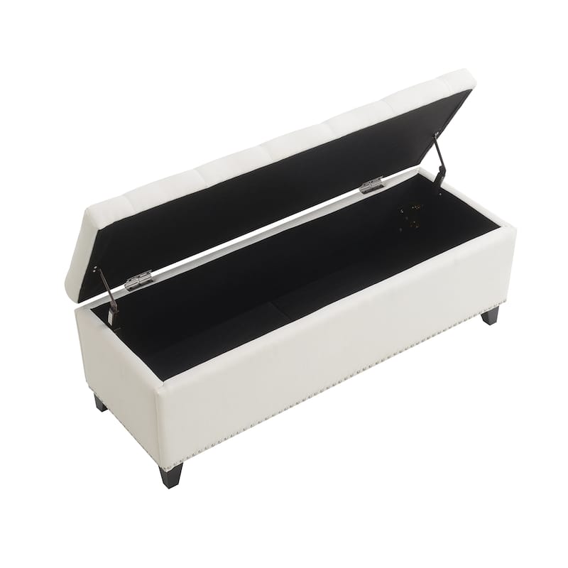 47.5" Storage Bench Ottoman Bench with Safety Close Hinge, End of Bed Bench Indoor Bench Lounge Bench Leisure Bench