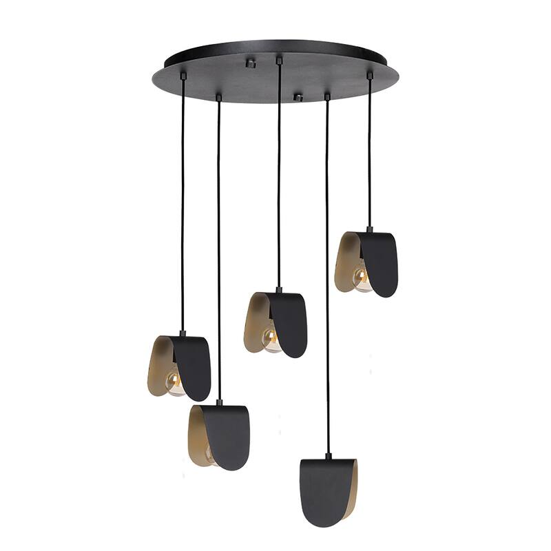 EGLO Serenara Pendant - Black & Gold Shades - 5 Lights