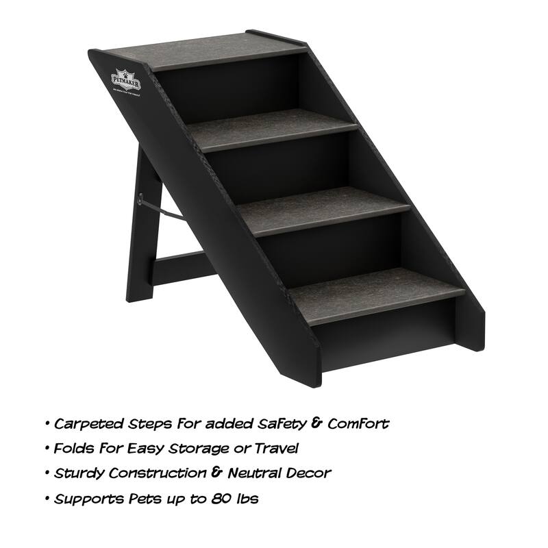 Pet Stairs - Home and Vehicle Nonslip Carpeted Dog Steps with 3 & 4-Step Designs