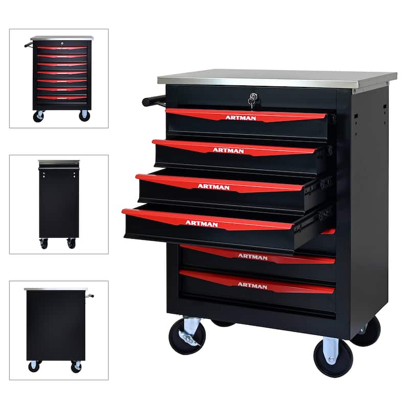 7-Drawer Rolling Tool Cart with Wheels for Garage, Workshop & Warehouse