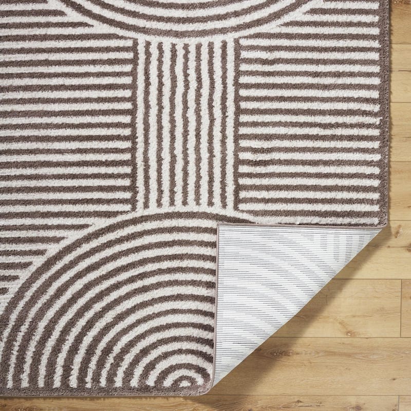 Livabliss Scandinavian Fossay Shag Stripe Washable Area Rug