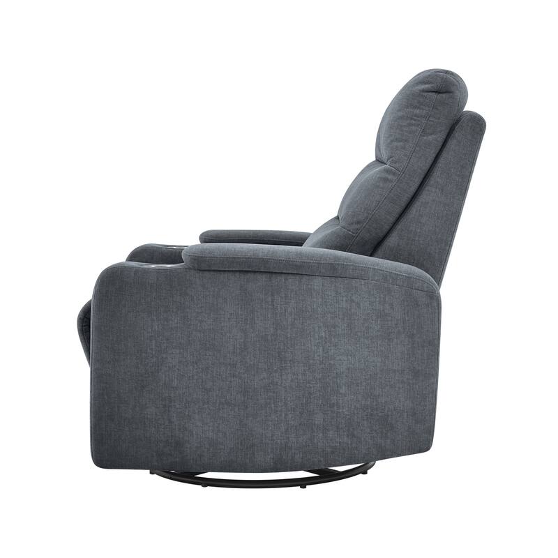 Swivel Rocking Recliner Sofa Chair With USB Charge Port & Cup Holder
