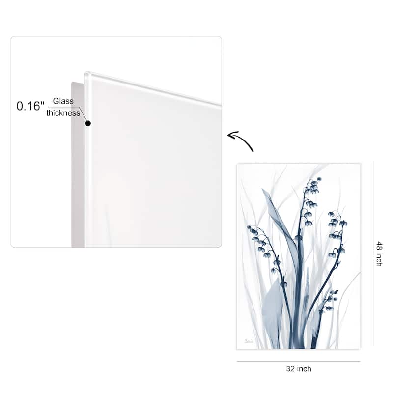 "Radiant Blues 2" Frameless Free Floating Tempered Glass Panel Graphic Wall Art