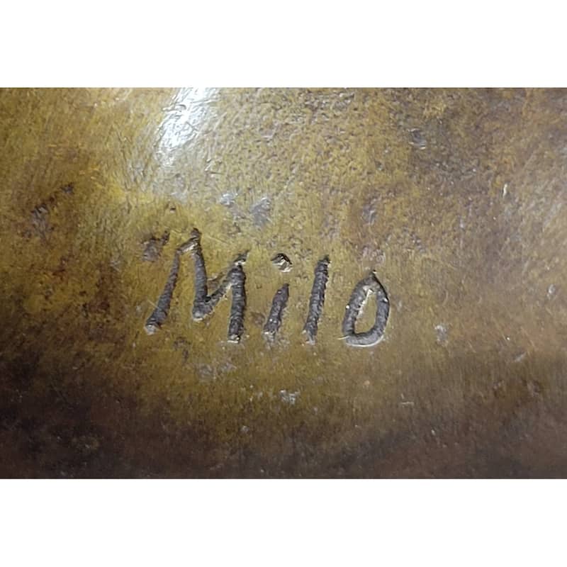 Signed Original Jockey With Horse Bronze Marble Base Hot Cast Sculpture Figure