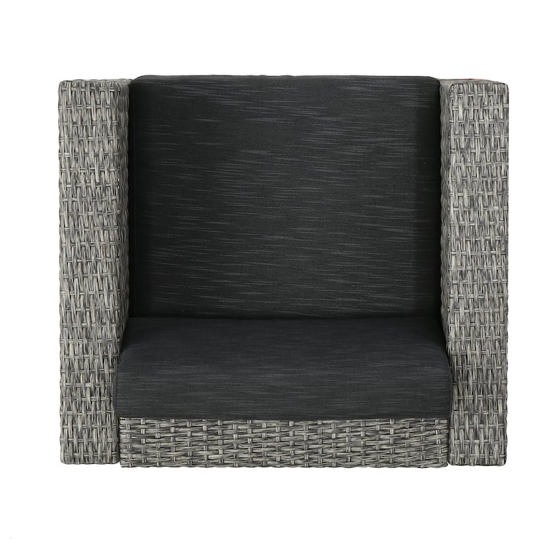 Gastman Outdoor 7 Seater Wicker Chat Set with Fire Pit by Christopher Knight Home