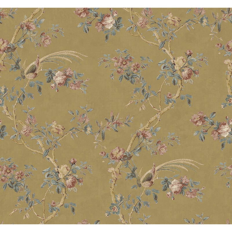 Seabrook Designs Habersham Floral Trail Unpasted Wallpaper