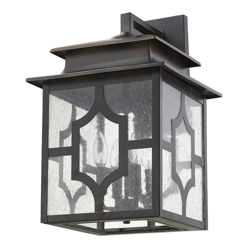 Outdoor Wall Light Fixture with Seedy Glass Shade and Bronze Flush Mount E12 LED Compatible