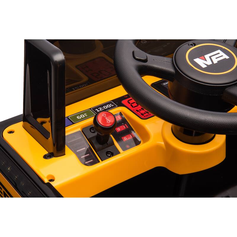 24V Electric Kid Ride On Car with Remote Control, 2 Seater 24" Wideth Ride on Engineering Vehicles for Kids - Yellow