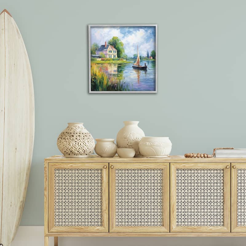 Stupell Boat Drifting Near Shore Framed Giclee Art Design By Heidi Kuntz