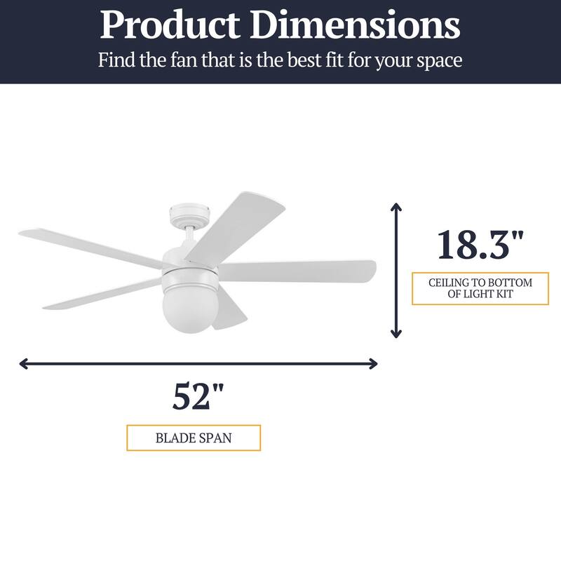 52" Prominence Home Ardrey Kell Modern Indoor LED Ceiling Fan with Light, Remote Control, Dual Mounting, Dual Finish Blades
