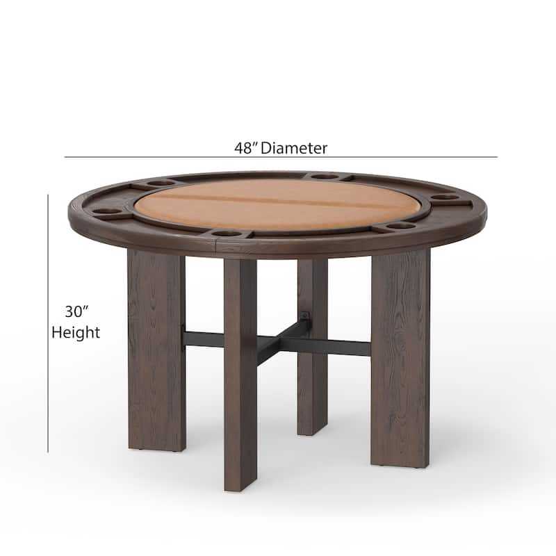 Holliday 48-inch Dining and Poker Game Set in Walnut Finish