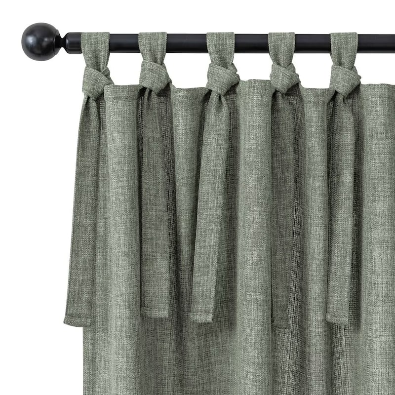 Linen Texture Tie Top Room Darkening Curtain Pair(2 panels)