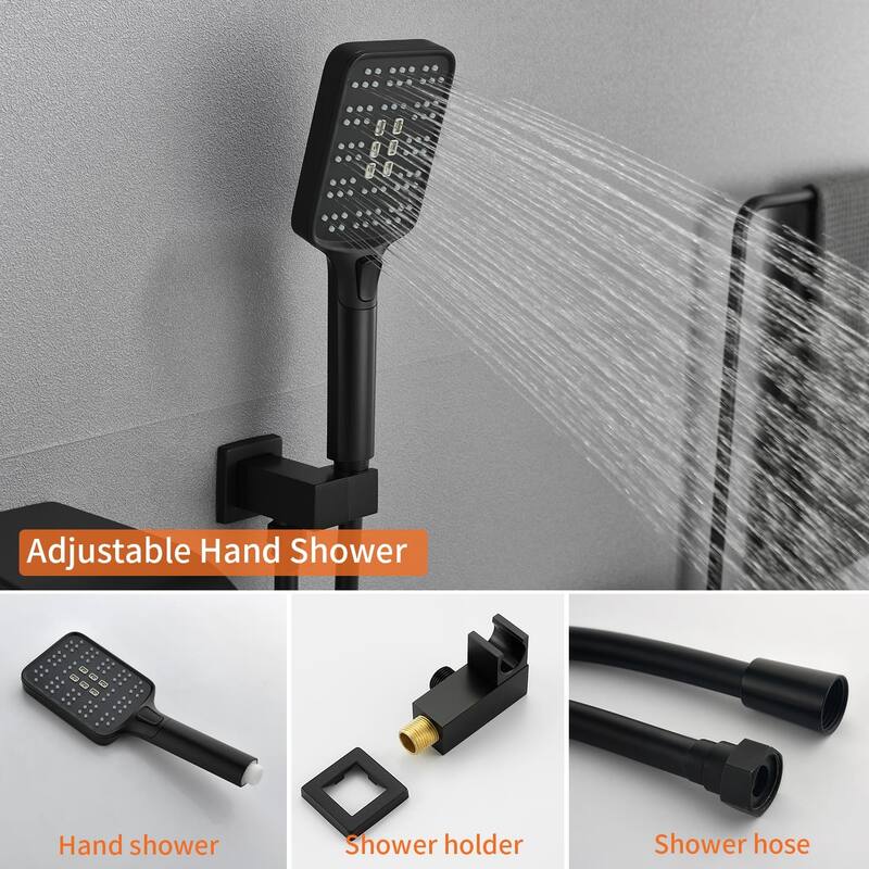 Wall Mounted Tub Faucet With Hand Sprayer Waterfall Bathtub Faucet Modern Single Handle Tub Filler Trim With Handheld Shower