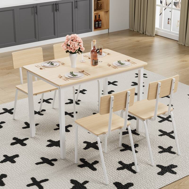 Modern Dining Table Set with MDF Tabletop, Space-Saving Dining Table, for Living Rooms and Kitchens, 5-Piece Set