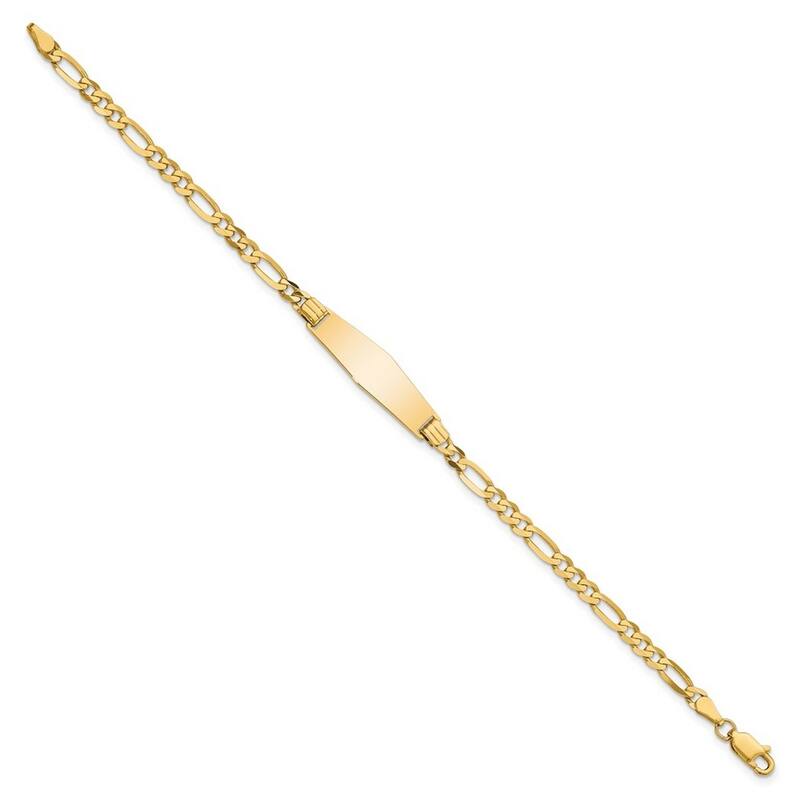 Curata 7.3mm 14k Engravable Figaro Soft Diamond Shape ID Bracelet