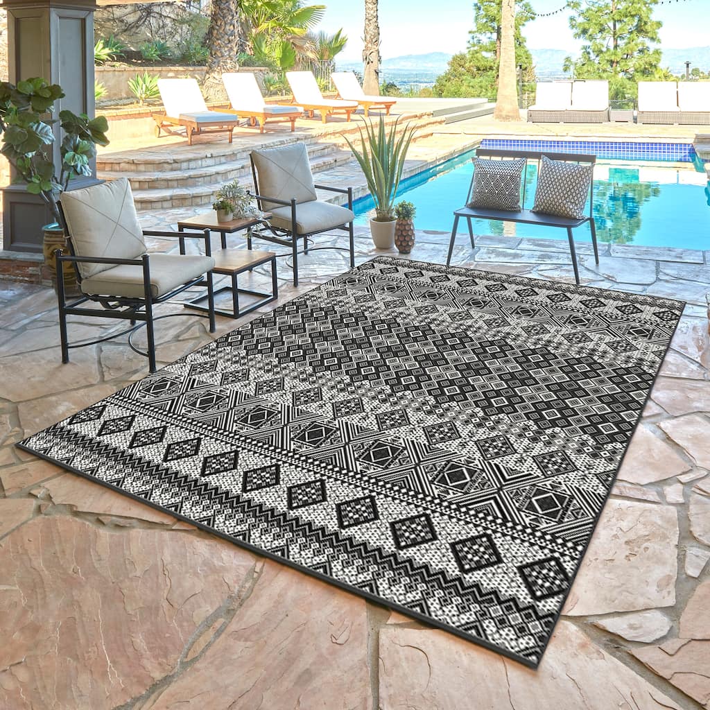 Tropea Darcy Indoor Outdoor Flatweave Area Rug Boho Geometric Polypropylene