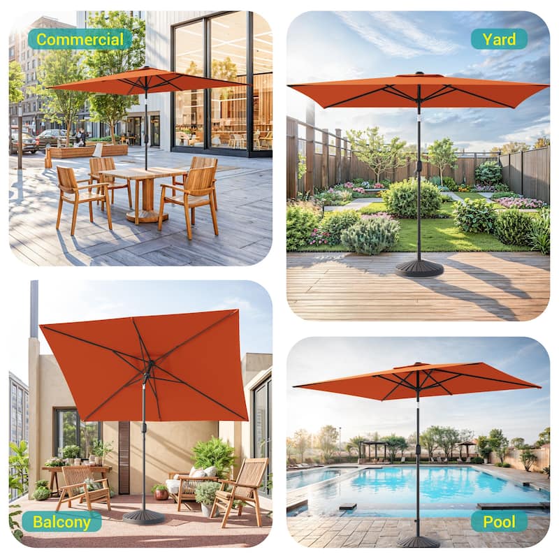 LIVOOSUN 6x9Ft LED Patio Umbrella Weather Resistant Table Umbrella