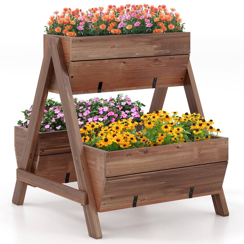 Gymax 21'' x 8'' x 8.5'' Vertical Raised Garden bed Planter Stand w/ 3 - Brown