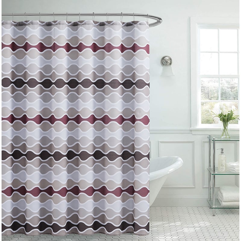 Creative Home Ideas Teal/Charcoal Alistair Patterned Shower Curtain 70x72, 13-Piece Set