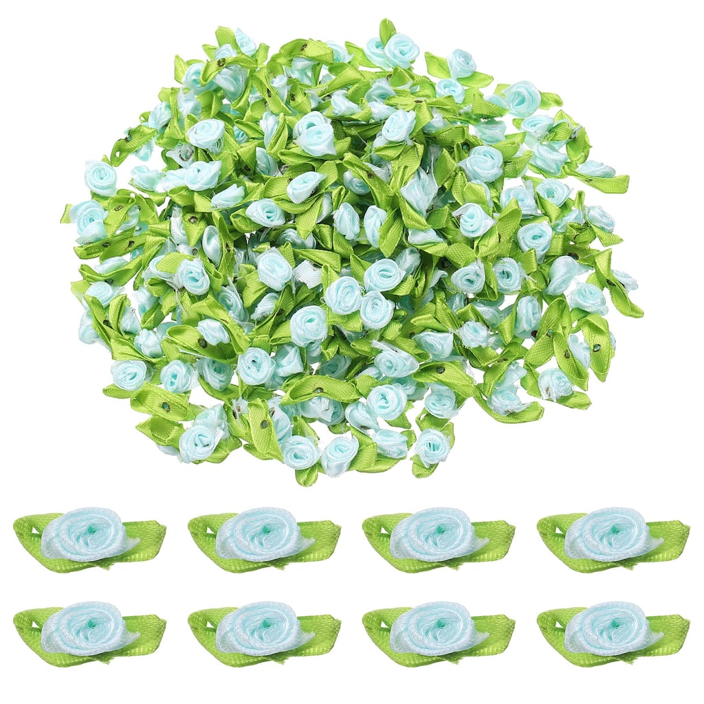 500 Pcs Mini Ribbon Roses Flowers Bows for Crafts, 15mm/0.6" Dia