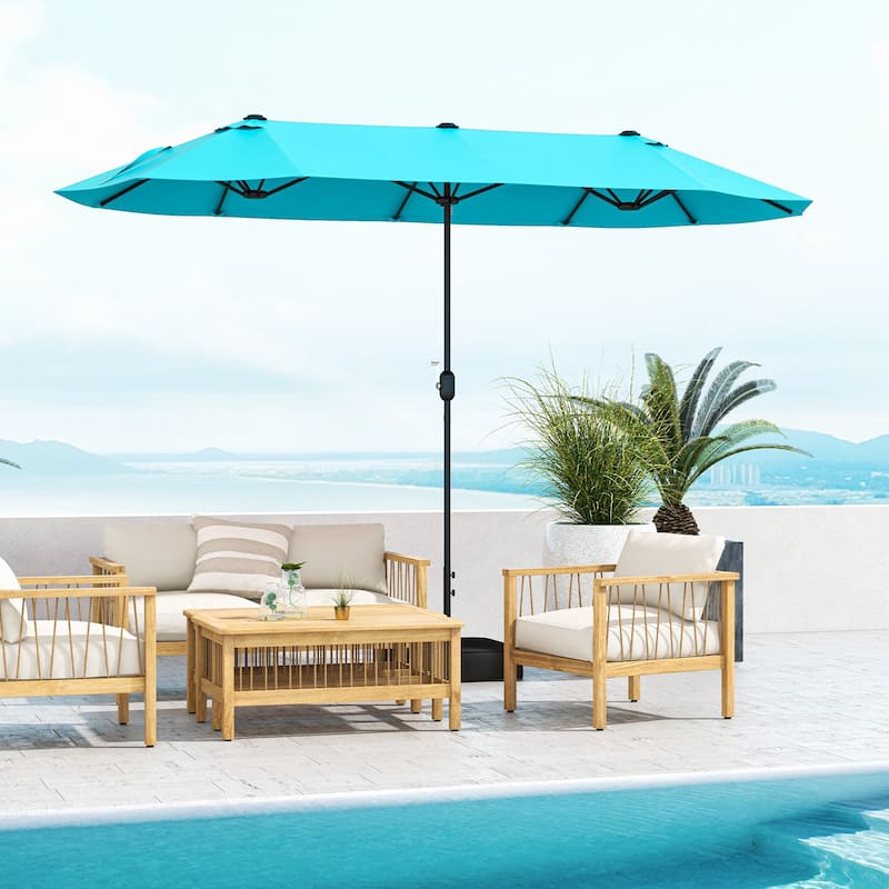 13FT Twin Table Patio Umbrella Double Sided with Crank for Outdoor Shade