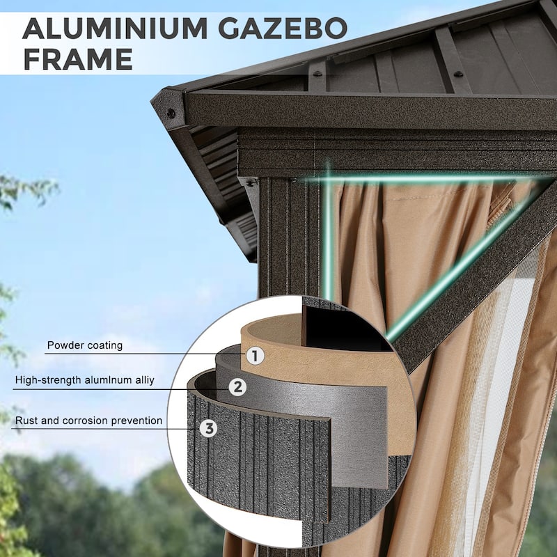 ABCCANOPY Outdoor Hardtop Gazebo with Galvanized Steel Double Roof