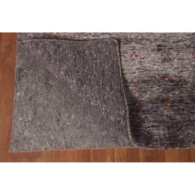 Striped Gabbeh Oriental Area Rug Hand-Knotted Wool Carpet - 7'10" x 9'9"