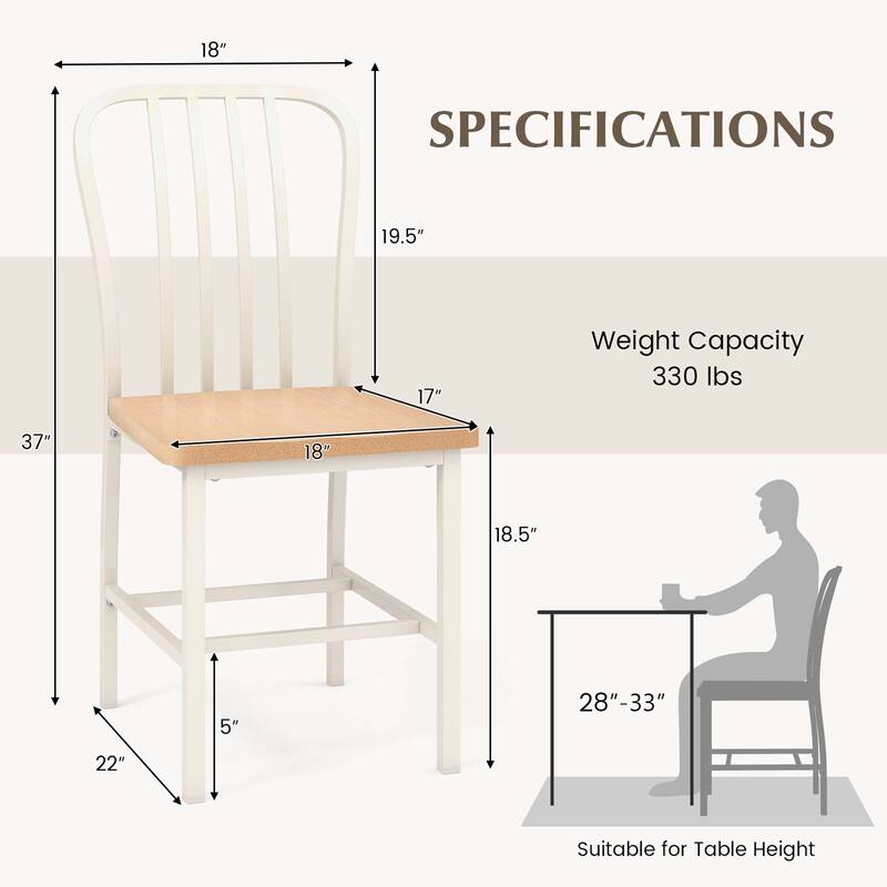 Costway Dining Chairs Set of 2 High Back Navy Chairs Metal Frame - See Details