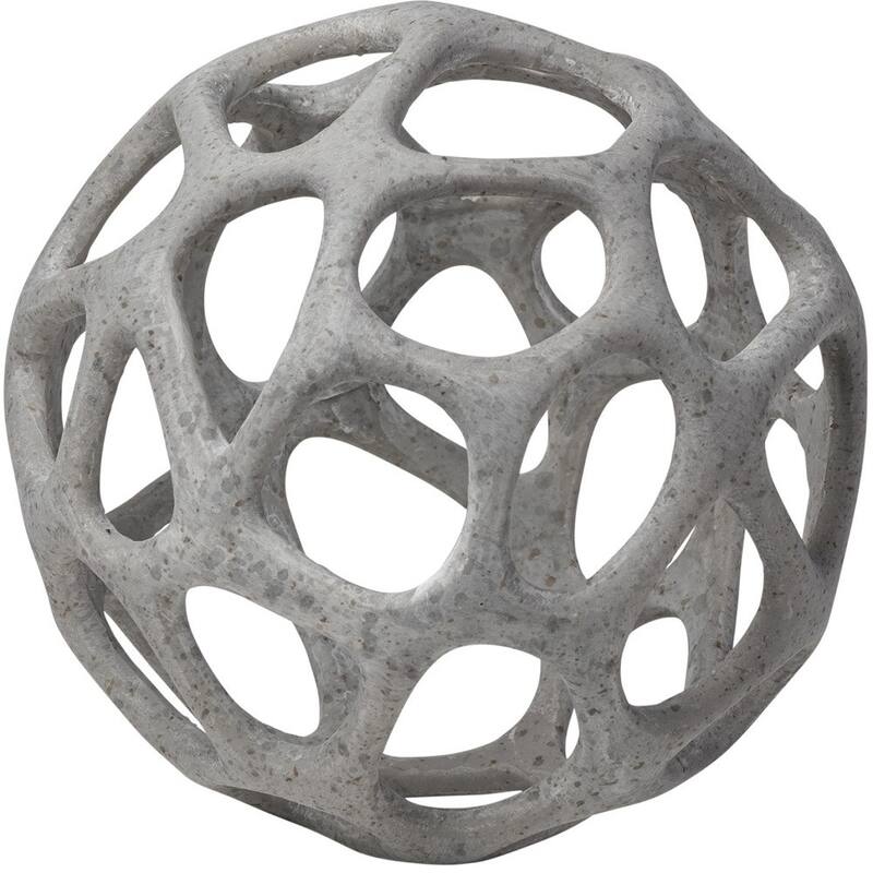 HomeRoots Light Gray Metal Hollow Orb Sculpture