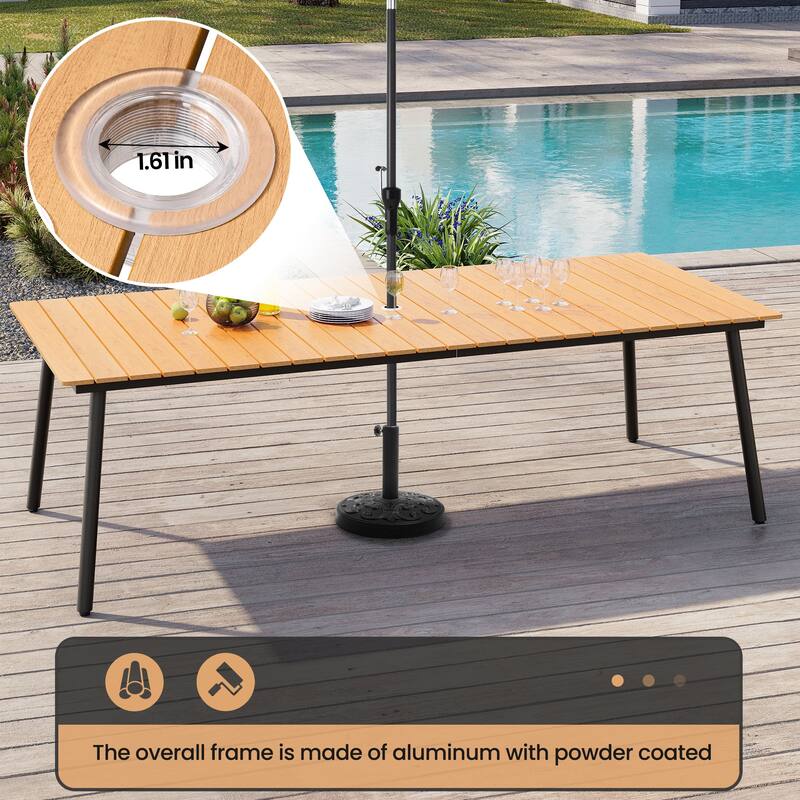 7/9-Piece Outdoor Aluminum Patio Dining Set Adjustable Folding Chairs and Dining Table with Umbrella Hole