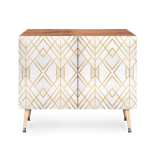 Deny Designs Geometric Triangles White Wooden Credenza Bed