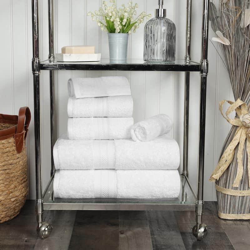 Superior 6-piece Plush Long Staple Combed Cotton Towel Set - White