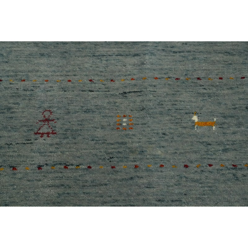 Hand Knotted Oriental 100% Wool Carpet Tribal Animal Pictorial Greys & Charcoal Gabbeh Area Rug - 11' 11'' X 11' 9''