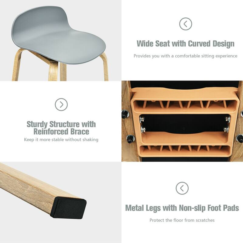 Gymax Modern Set of 4 Barstools 30inch Pub Chairs w/Low Back & Metal - See Details