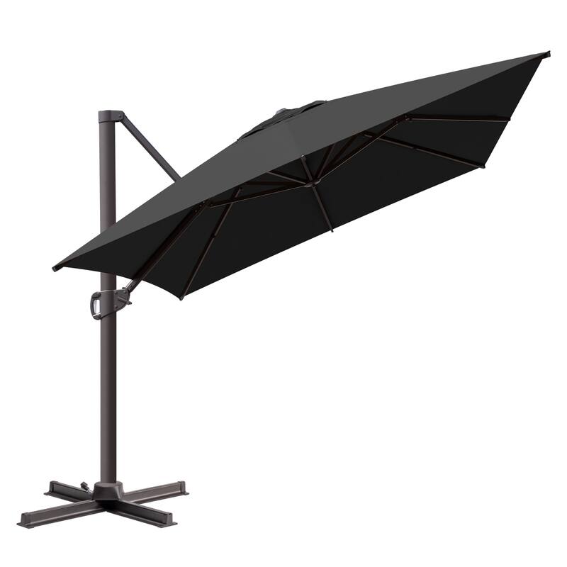 VredHom 10x13FT Patio Cantilever Umbrella Outdoor Offset Umbrella 360-Degree Rotation - Black