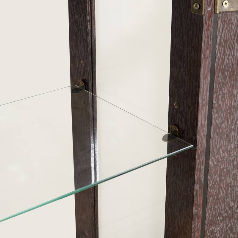 Display cabinet with tempered glass door