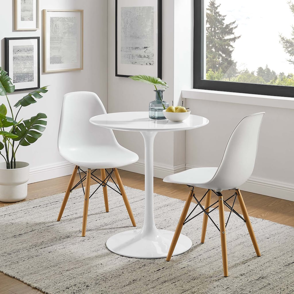 Round Wood Top Dining Table - White