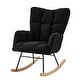 preview thumbnail 17 of 51, Teddy Fabric Tufted Glider Rocking Chair with Metal Frame