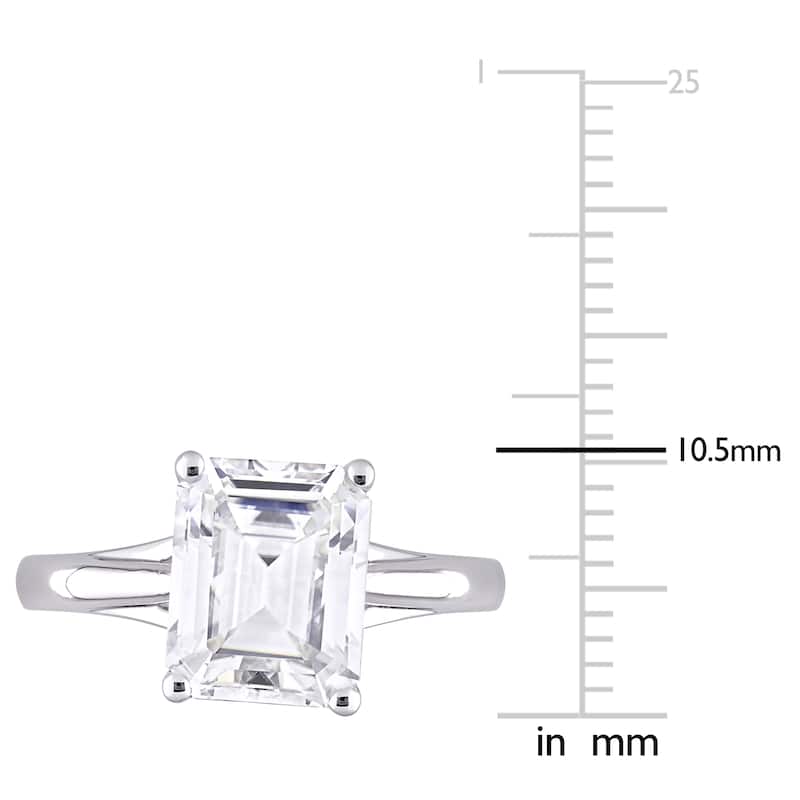 Miadora 3 1/2ct DEW Emerald Cut Created Moissanite Solitaire Ring in 10k White Gold