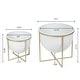 preview thumbnail 7 of 5, White Metal Cachepot Planters with Gold Metal Stands (Set of 2)